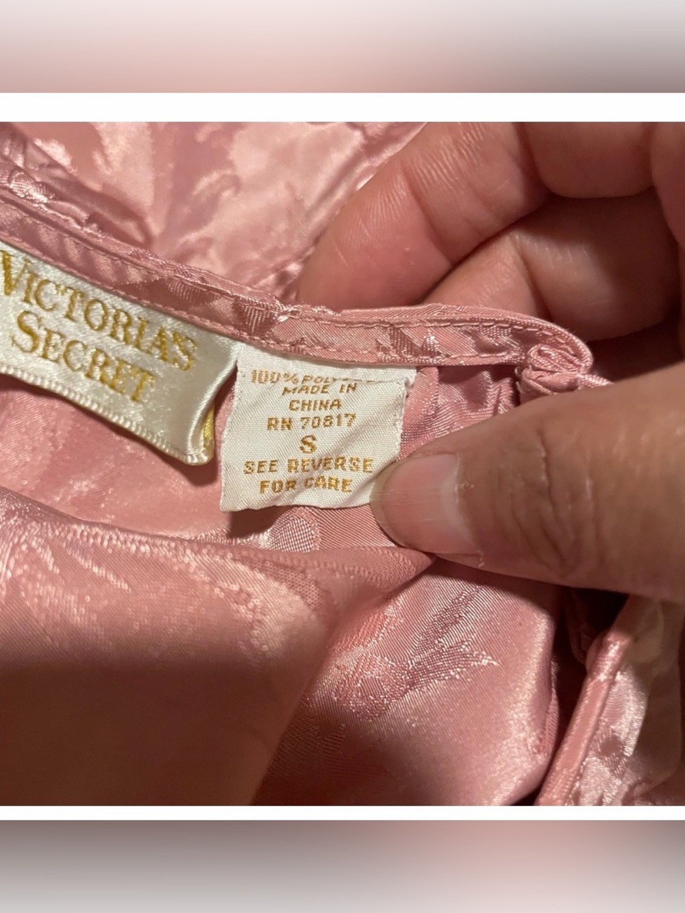 Vintage Victoria's Secret Gold Label Pink Jacquard Satin sleep shirt Gown Small - Picture 4 of 9